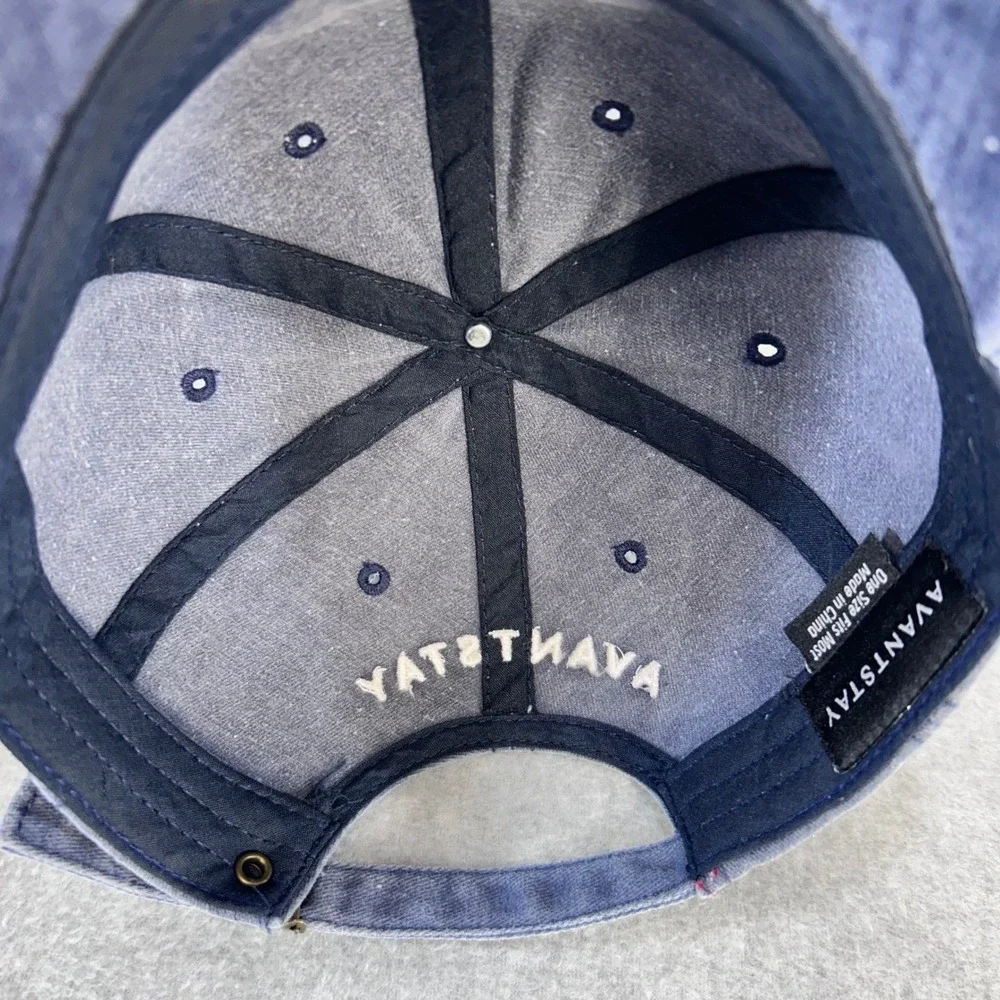 Out Of Office Mens Blue AvantStay Baseball Hat Faded Denim Wash Adjustable OSFA